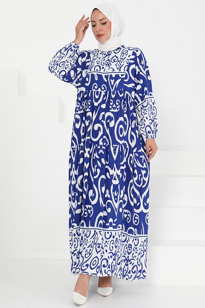 TOFİSA Patterned Buttoned Dress Saks - 27428