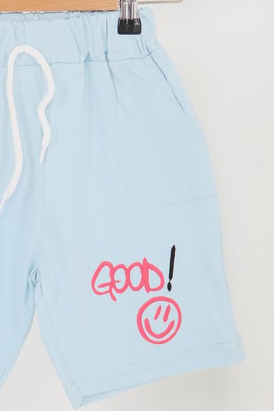 TOFİSA Girl's Baby Blue Printed Shorts - 27460