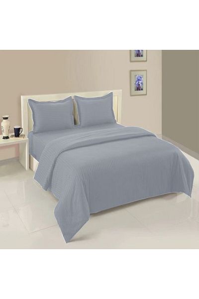 HomePuls Bedsheet Set Elastic Damask Polycotton, Mattress 140x200cm, Grey