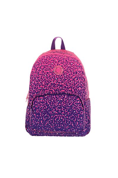 KAUKKO Geantă pentru școală primară și gimnazială cu trei compartimente pentru fete Dots - Model cu puncte violet - K1806