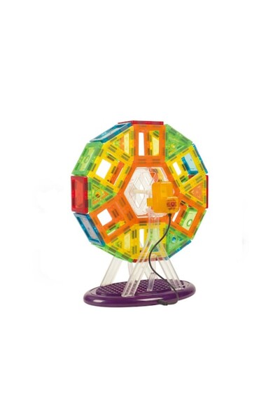 PROCART 3D magnetic construction set with LED lights, different shapes and colors, 130 pieces