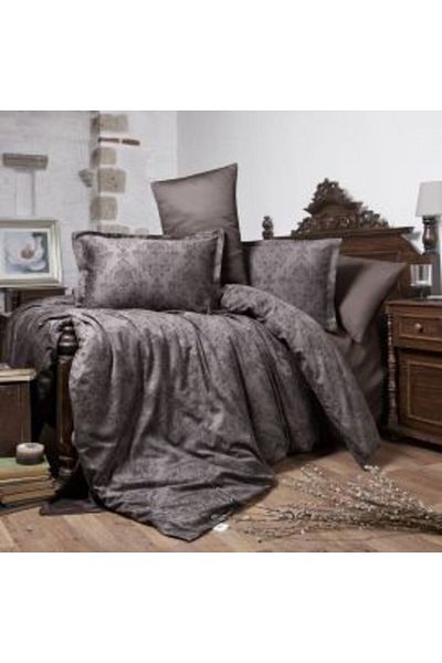 Ralex Premium Lux Satin Bed Linen, 100% Cotton, 4 Pieces King Size, Brown Elegant, Kavala V 1