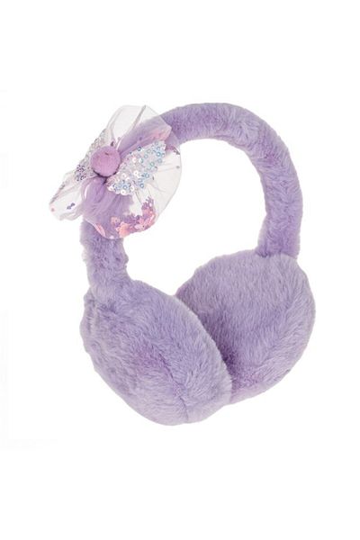 Dali Protective Ear Muffs for Girls Against Cold and Wind, Ages 6-8, Sequins and Tulle, Purple/Lilac