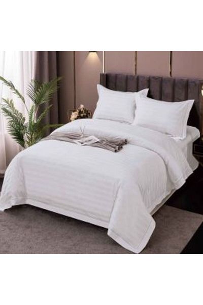 Ralex Double Bed Linen XXL Damask Polycotton, Sheet 230 x 260 cm, Duvet 200 x 230 cm, 2 Pillowcases 50 x 7