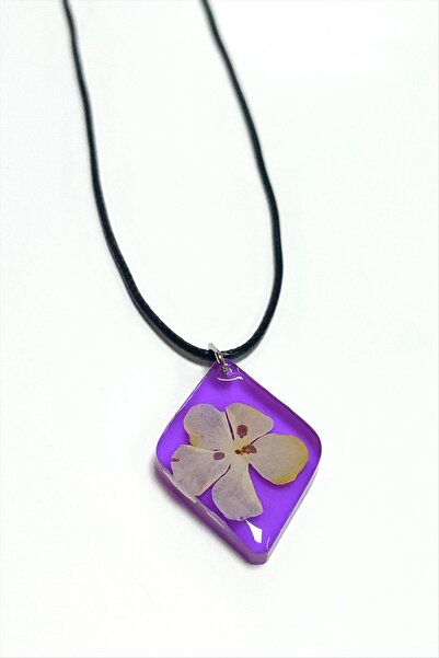 FREEDOM STOREE Snowball Flower Baklava Sliced ​​Epoxy Necklace