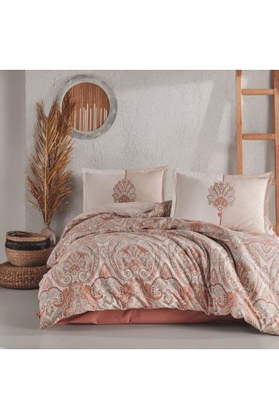 Ralex Double Bed Linen 100% Cotton Ranforce 4 Pieces Extra Large, Bedsheet 240 x 260 cm, Duvet Cover 200 x