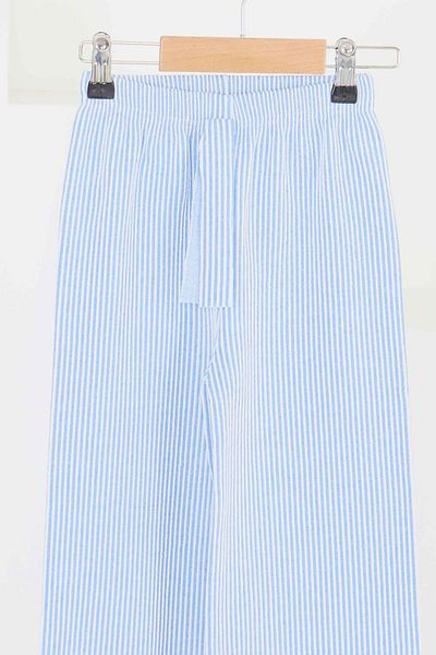 TOFİSA Girl's Saks Striped Elastic Waist Trousers - 27448