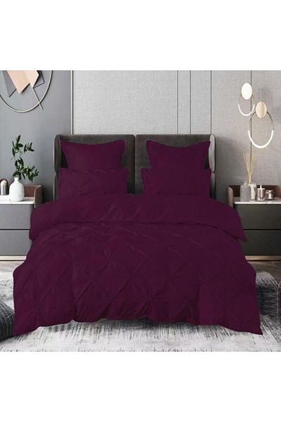 Ralex Double Bed Linen Finet UNI with Pleats, 6 Pieces, Purple UNI, Pucioasa