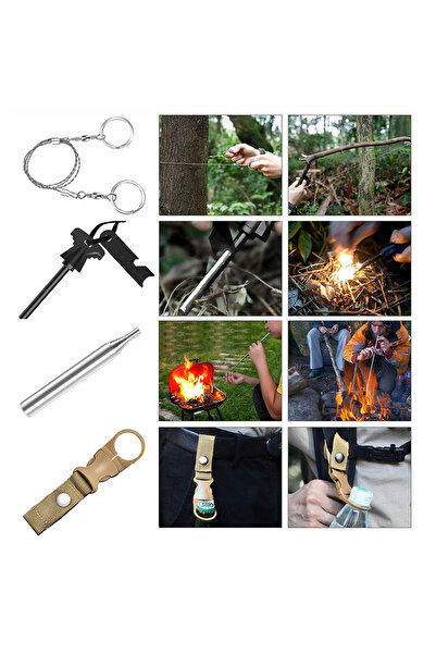 SERSIMO Multifunctional tourist survival kit for camping, hunting, fishing, 12 pieces