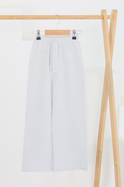TOFİSA Girl's Gray Striped Elastic Waist Trousers - 27448