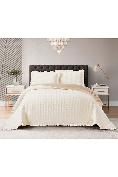 Naturel Collection Double Sided Ruffle Bedspread Set 240X260Cm