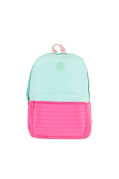 KAUKKO Rucsac de școală cu trei compartimente pentru fete, verde, roz, matlasat - K1790