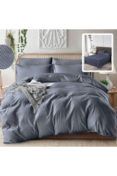 Ralex Double Bed Linen Creponata UNI 6 Pieces, Bedsheet 230 x 250 cm, Duvet C...