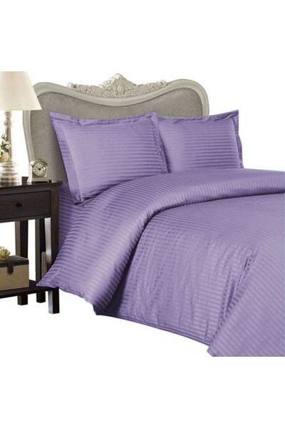 HomePuls Double Bed Linen Damask Polycotton, 4 Pieces, Lilac Iris