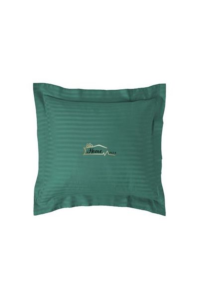 HomePuls Pillowcase Damask Polycotton Stripe 1 cm, 40 x 40 cm with 3.5 cm Border, Green