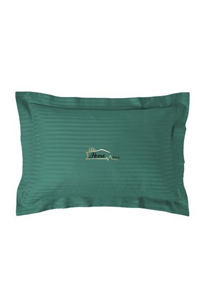 HomePuls Pillowcase Damask Polycotton Stripe 1 cm, 50 x 70 cm with 3.5 cm Hem, Green
