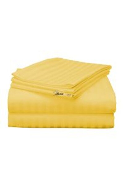 HomePuls Fitted Bed Sheet with Elastic Damask Polycotton Stripe 1 cm, 210 x 250 cm for Mattress 160 x 200 cm,