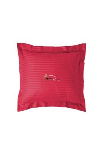 HomePuls Damask Polycotton Pillowcase 1 cm Stripe, 40 x 40 cm with 3.5 cm Border, Persian Red