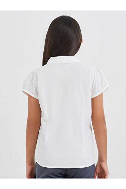 Styli Girls Off White Cotton Puff Sleeves Shirt