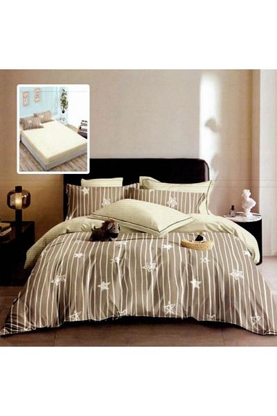 Ralex Double Bed Linen Finet Cotton 6 Pieces with Bed Sheet Cover 160 x 200 or 180 x 200 cm, Duvet Cover 2