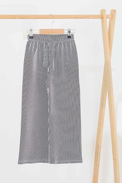 TOFİSA Girl's Black Striped Elastic Waist Trousers - 27448