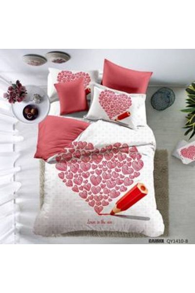 Ralex Double Bed Linen Set Poplin Percalle Printed 100% Cotton, 4 Pieces, Sheet 240 x 260 cm, Duvet 200 x