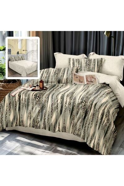 Ralex Double Bed Linen Cotton Finet 6 Pieces 220 x 240 cm, Quilt 200 x 220 cm, 2 Pillowcases 50 x 70 and 7