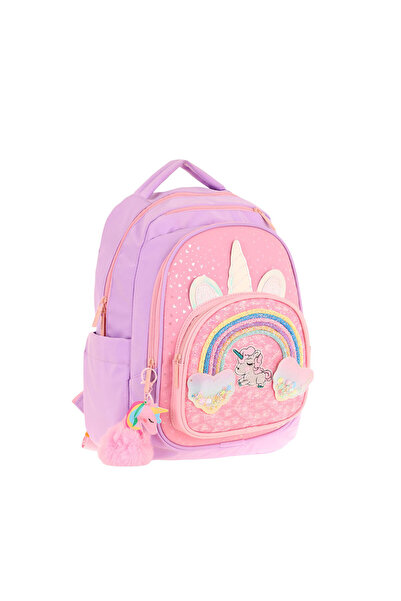 KAUKKO حقيبة مدرسية للأطفال بنمط وحيد القرن لامعة بأربعة أقسام - L5212