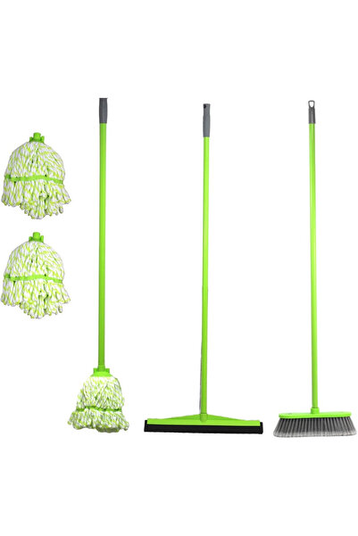 clean&care Clean & Care Home Cleaning Set Broom Wiper Squeegee Cotton Mop wit...