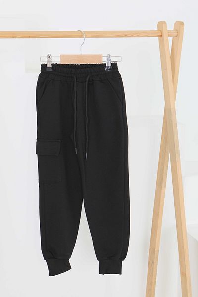 TOFİSA Boy's Black Cargo Pocket Sweatpants - 27452
