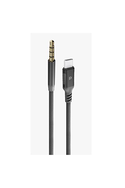 Powerology كابل AUX 3.5 مم إلى USB-C مصنوع من الألومنيوم والنايلون المضفر بطو...