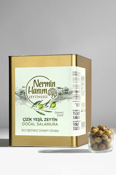 Nermin Hanım Zeytinliği Edremit Yeşil Çizik Zeytin (10 kg)