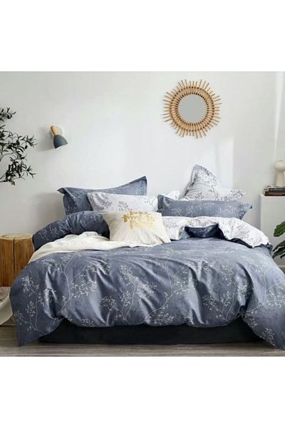 Ralex Set de lenjerie de pat dublu King Size, cu imprimeu percalle, 100% bumbac, 6 piese