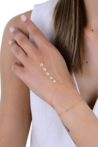 Söğütlü Silver Gümüş rose zirkon taşlı kayan yıldızlar şahmeren SGTL13003ROSE