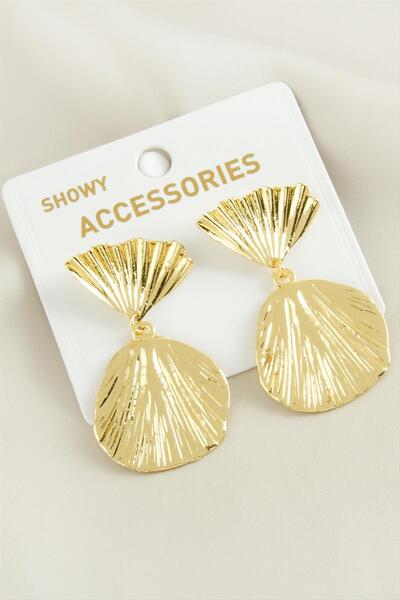 ZERO LAND Msa-Shop Oval Trend Metal Earrings-Silver Color