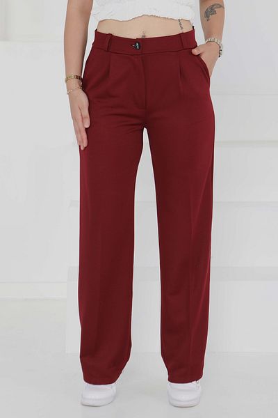 TOFİSA Παντελόνι Palazzo με τσέπες Claret Red - 27487