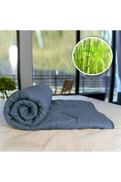 Ralex Plapumă de iarnă matlasată din bambus cu model damasc 100% bumbac, liniară, 180 x 210 cm, gri antracit