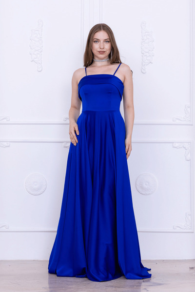 BEYBOS Rochie de seara cu bretele din tesatura satinata - SAKS BLUE