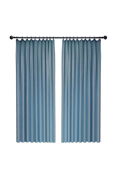 COOYA Blackout Drapes,Cashmere Texture,Thermal Insulating,2 Panels,Blue,2x2.7m
