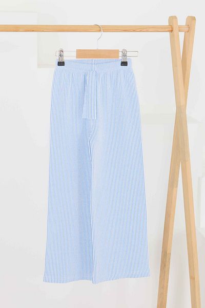 TOFİSA Girl's Saks Striped Elastic Waist Trousers - 27448