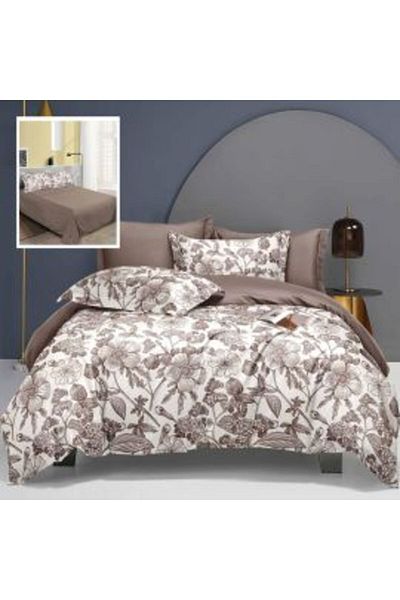 Ralex Pachet Economic Lenjerie de Pat Dublu Bumbac Finet 6 Piese Elegance + 2 Perne Matlasate 50 x 70 cm + Du