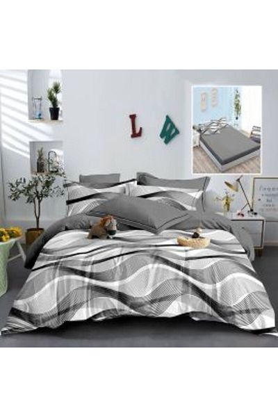 Ralex Double Bed Linen Set Finet Cotton 6 Pieces with Mattress Cover 160 x 200 or 180 x 200 cm, Quilt 200