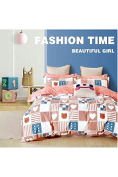 Ralex Double Bed Linen Percale Printed 100% Cotton 4 Pieces Beige Flowers Pucioasa