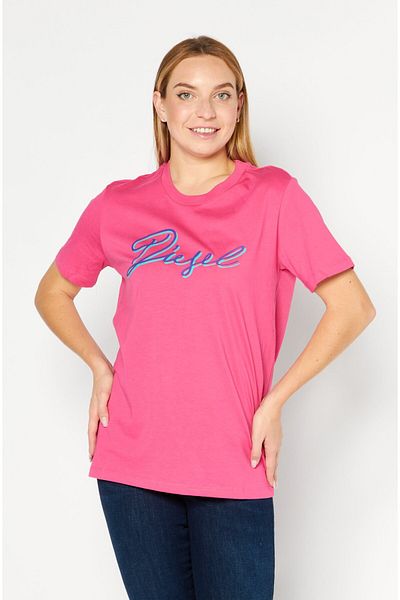 Diesel Women Round Neck Short Sleeves Graphic Print T-Shirt, Pink