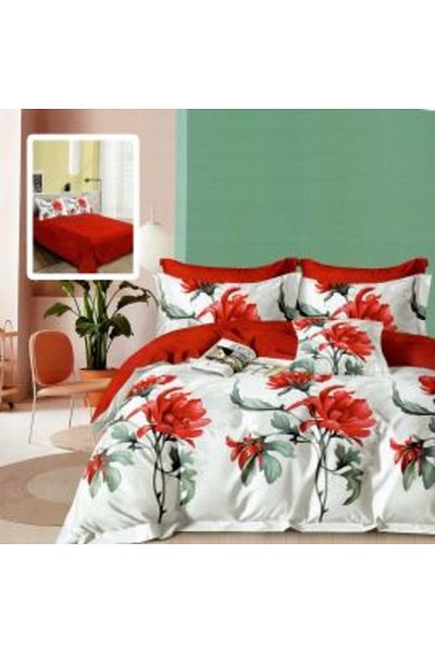 Ralex Double Bed Linen Cotton Finet 6 Pieces 220 x 240 cm, Quilt 200 x 230 cm, 2 Pillowcases 50 x 70 and 7
