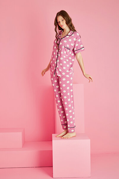 rindahomewear ΓΥΝΑΙΚΕΙΟ ΣΕΤ ΠΙΤΖΑΜΑ ΜΕ ΚΟΝΤΟ ΜΑΝΙΚΙΑ ΚΑΙ ΚΟΥΜΠΙΑ ΒΙΣΚΟΥΡΑ ΑΡΑ Β με ρέλι