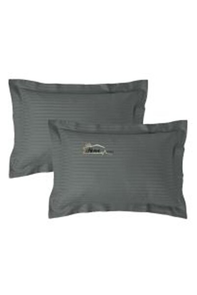 HomePuls Single Bed Sheet Damasc Polycotton Stripe 1 cm, 160 x 230 cm, Dark Gray