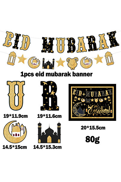 Yelajoy Balloon Kit,100Pcs Black&Gold Ramadan Mubarak Decor,EID Balloon and Flag Party Decoration Set