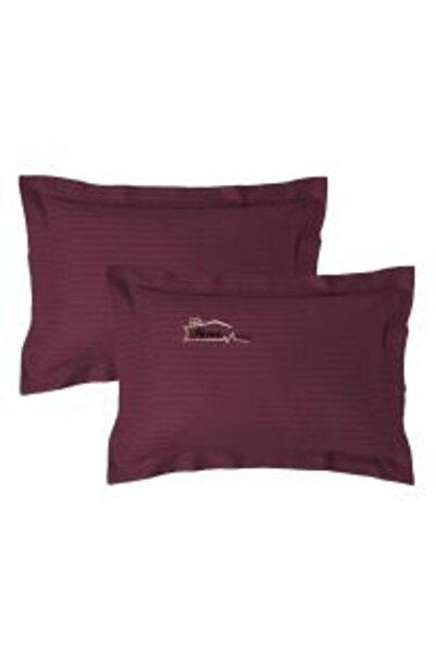 HomePuls Bed Sheet for Double Bed Damasc Polycotton Stripe 1 cm, 220 x 230 cm, Red Burgundy