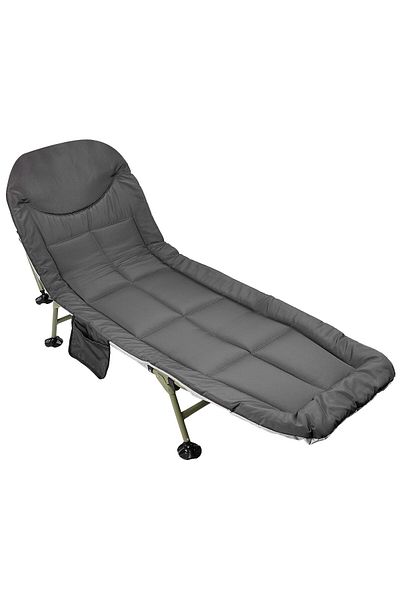 SERSIMO Pat camping turistic, pliabil, Deluxe cu spatar reglabil, maxim 150kg, 190x64x30 cm, gri